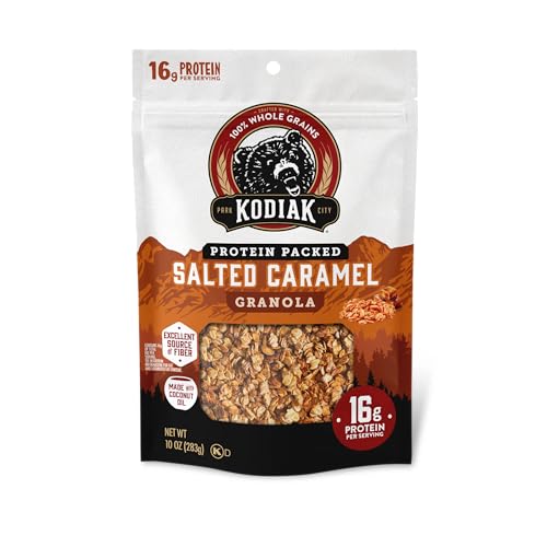 Kodiak Cakes Salted Caramel Granola on yogurt adds protein and flavor.