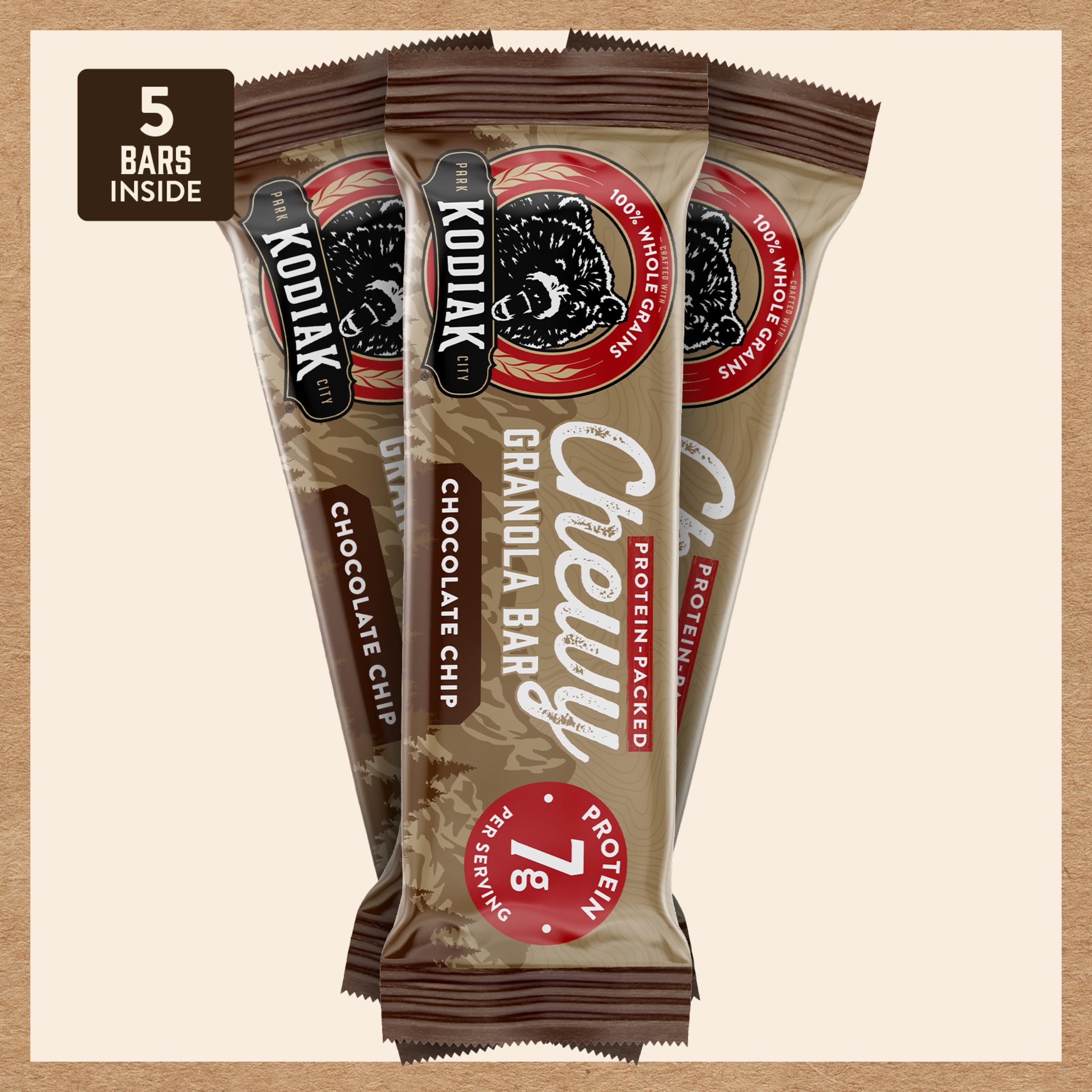 Kodiak Cakes bar on trail for outdoor snacking.