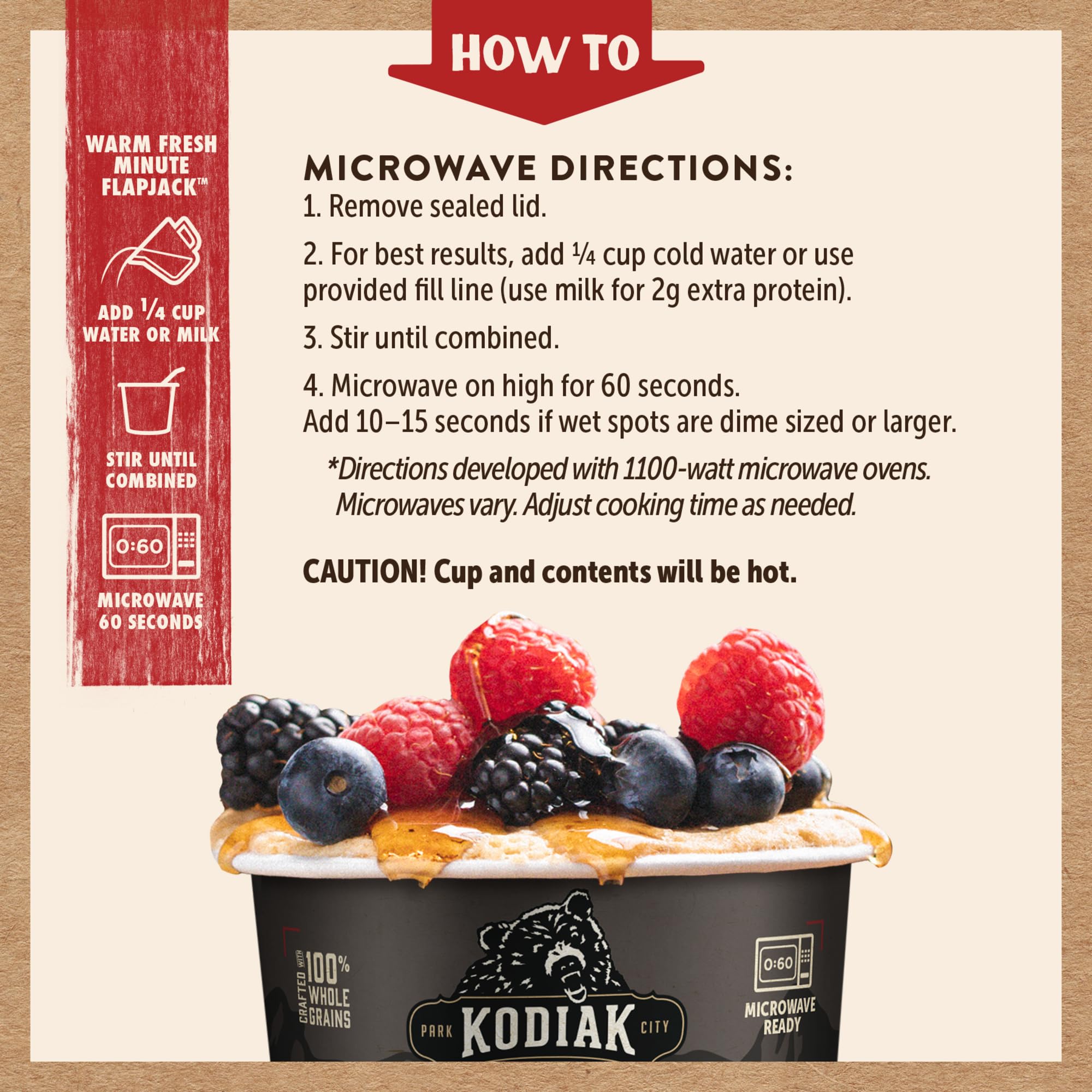 Instructional image: add 1/4 cup water or milk to batter