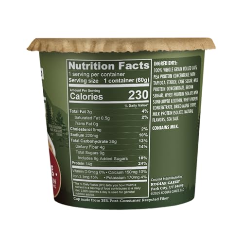 Kodiak Cakes whole-grain oats and Non-GMO ingredients in a cup