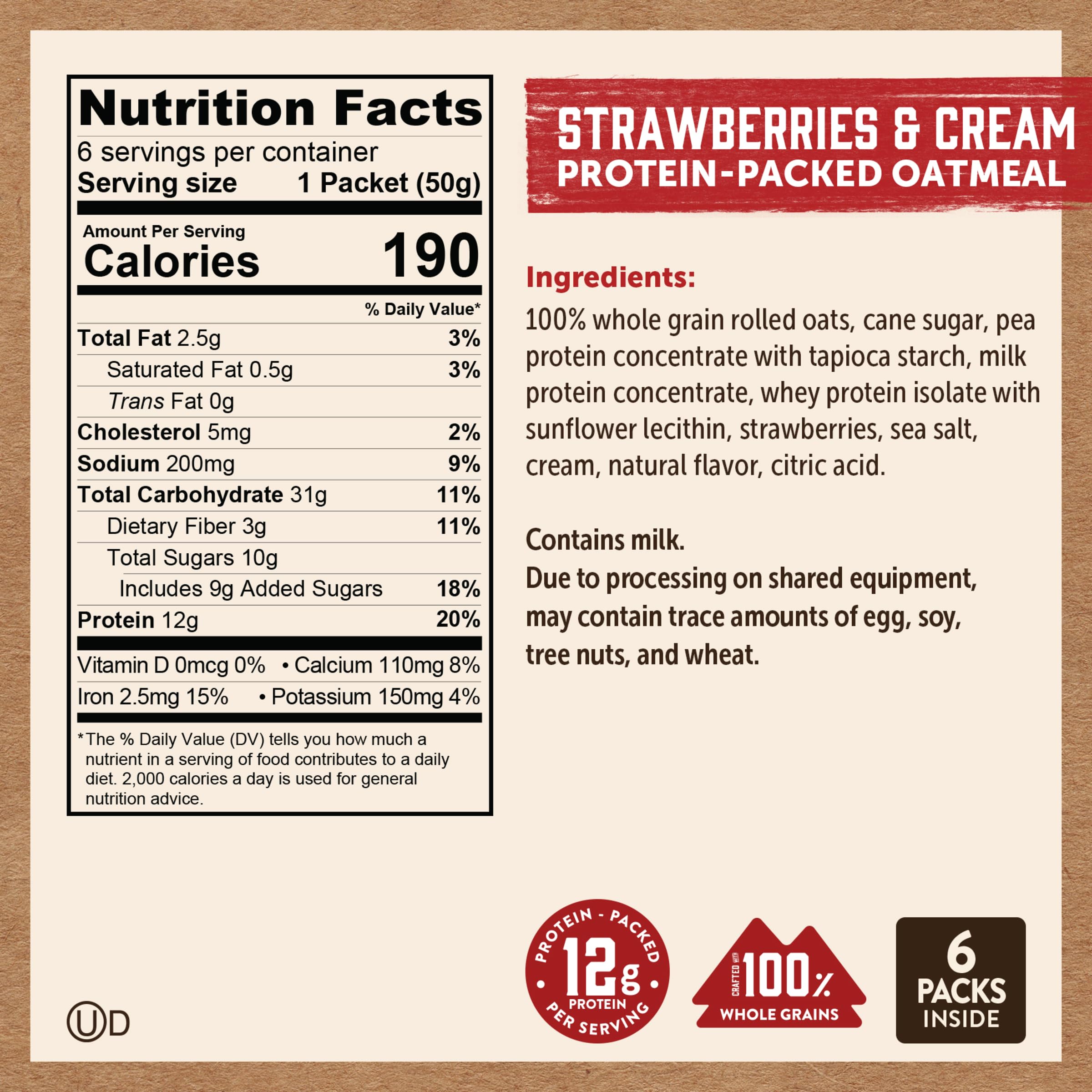 Steaming Kodiak Strawberries & Cream oatmeal bowl with berry swirls