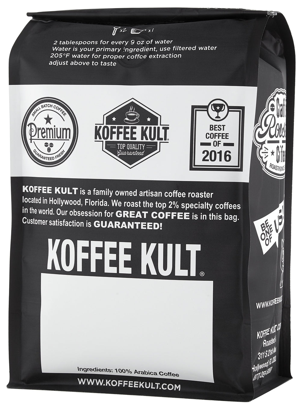 Koffee Kult 100 percent arabica beans for balanced, clean flavor
