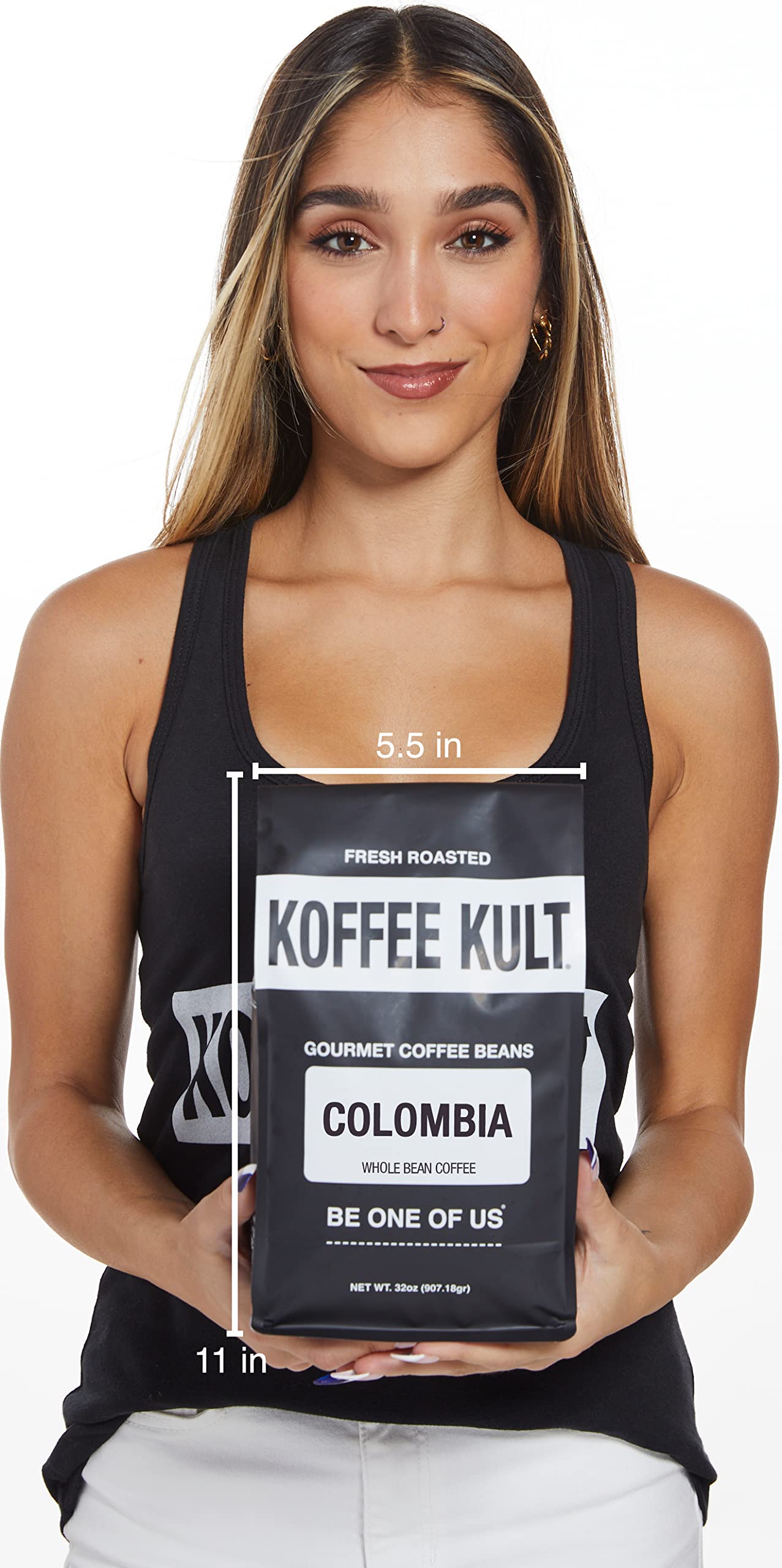 Koffee Kult Colombia arabica beans on desk ready for home brewing