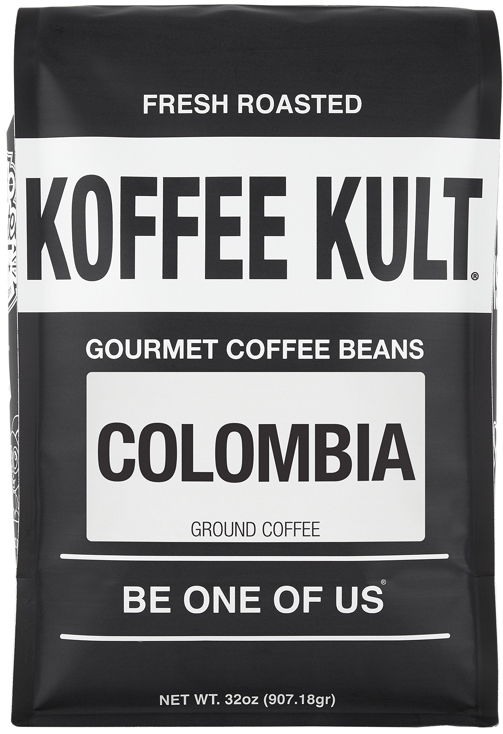 Koffee Kult Colombia medium roast packaging front highlighting fresh-roast quality