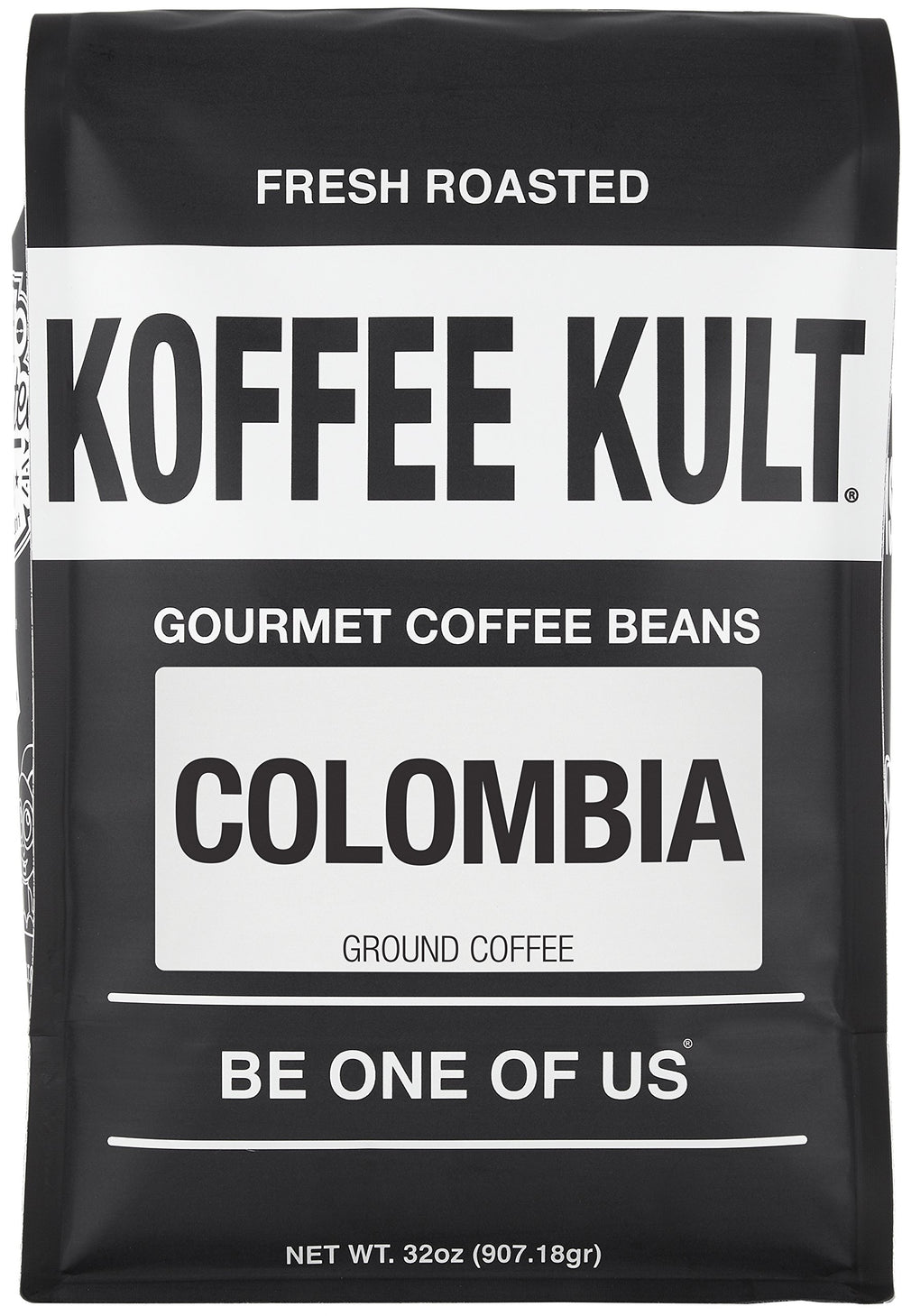 Koffee Kult Colombia medium roast packaging front highlighting fresh-roast quality