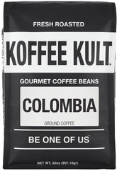Koffee Kult Colombia medium roast packaging front highlighting fresh-roast quality