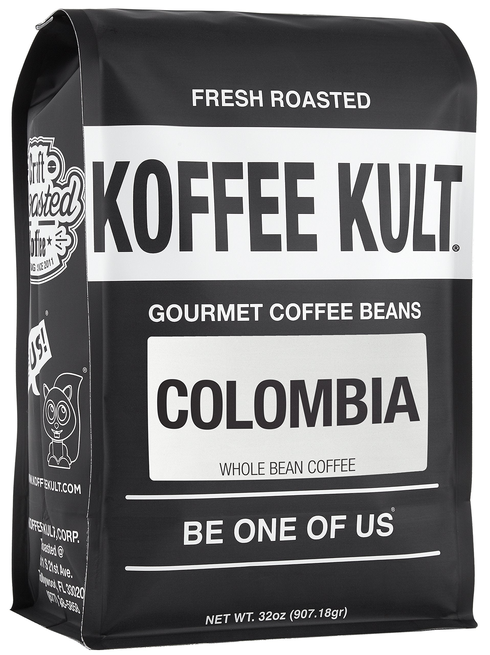 Koffee Kult Colombia whole-bean 32oz for rich espresso and drip coffee