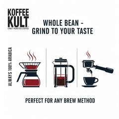Koffee Kult beans grind-ready for a fresh aroma and flavor