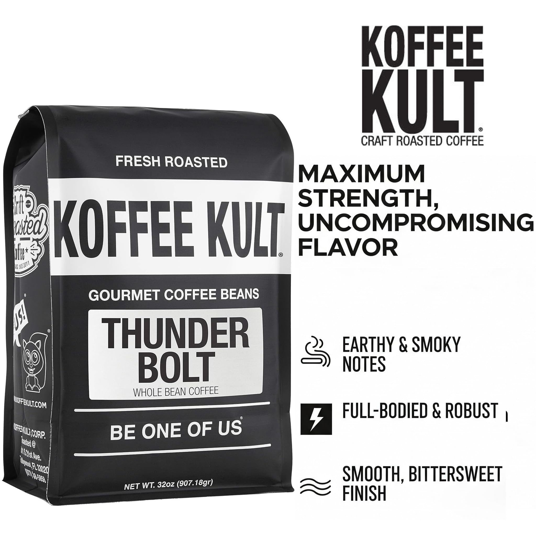 Close-up of 100% Arabica beans from Colombia and Brazil for bold, balanced flavor