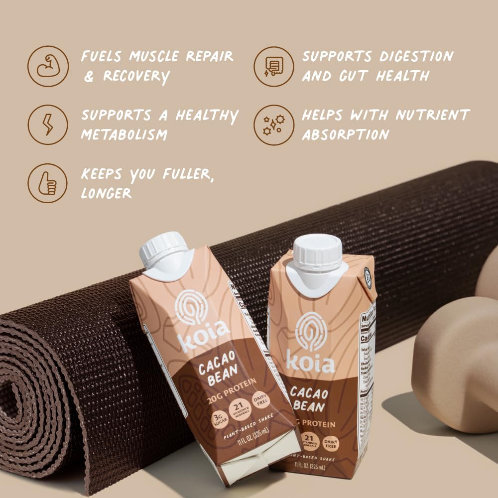 Koia 3g sugar label signals a low-sugar protein option for mindful sweetness.