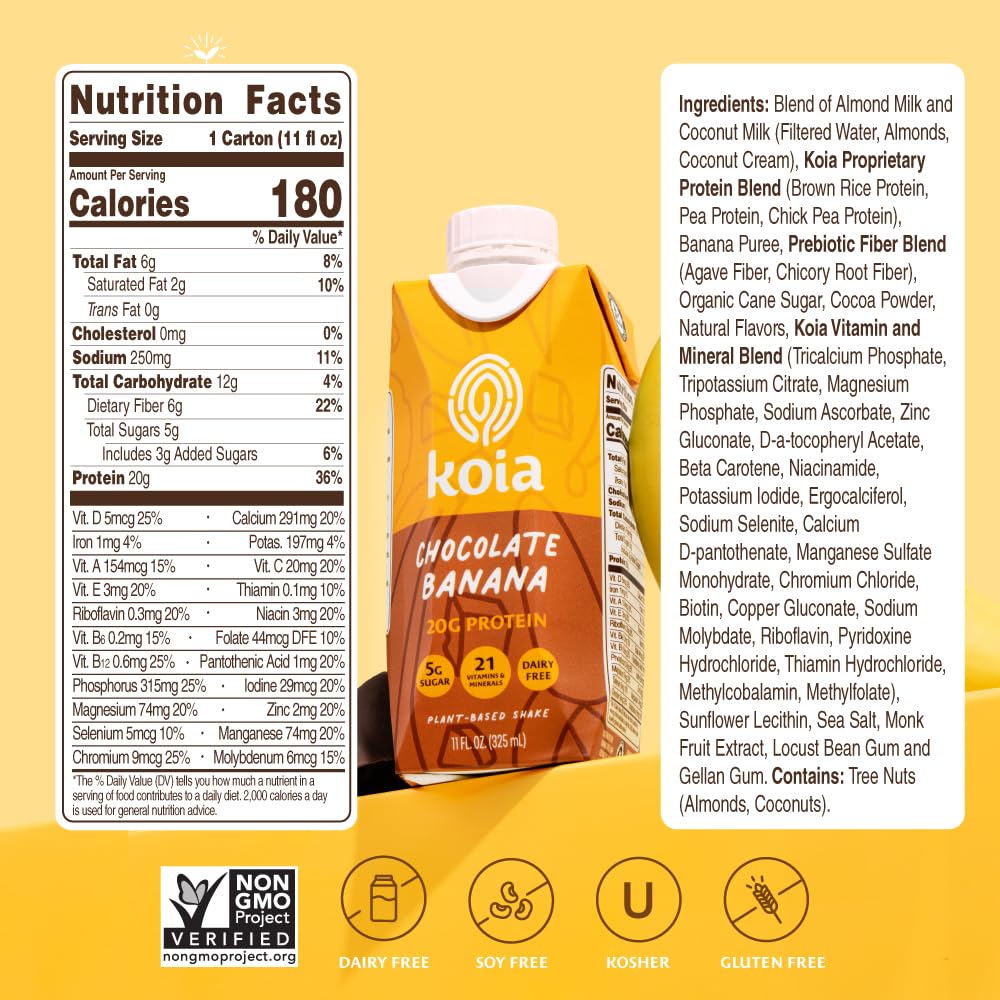 Koia chocolate banana protein shake bottle ready for on-the-go nutrition.