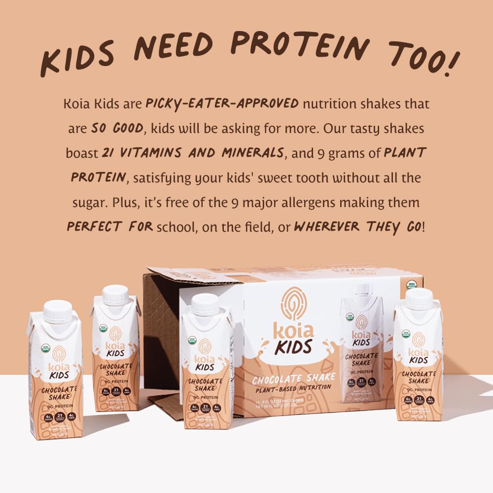 Koia Kids chocolate shake lunchbox idea with fruit and snack pairing