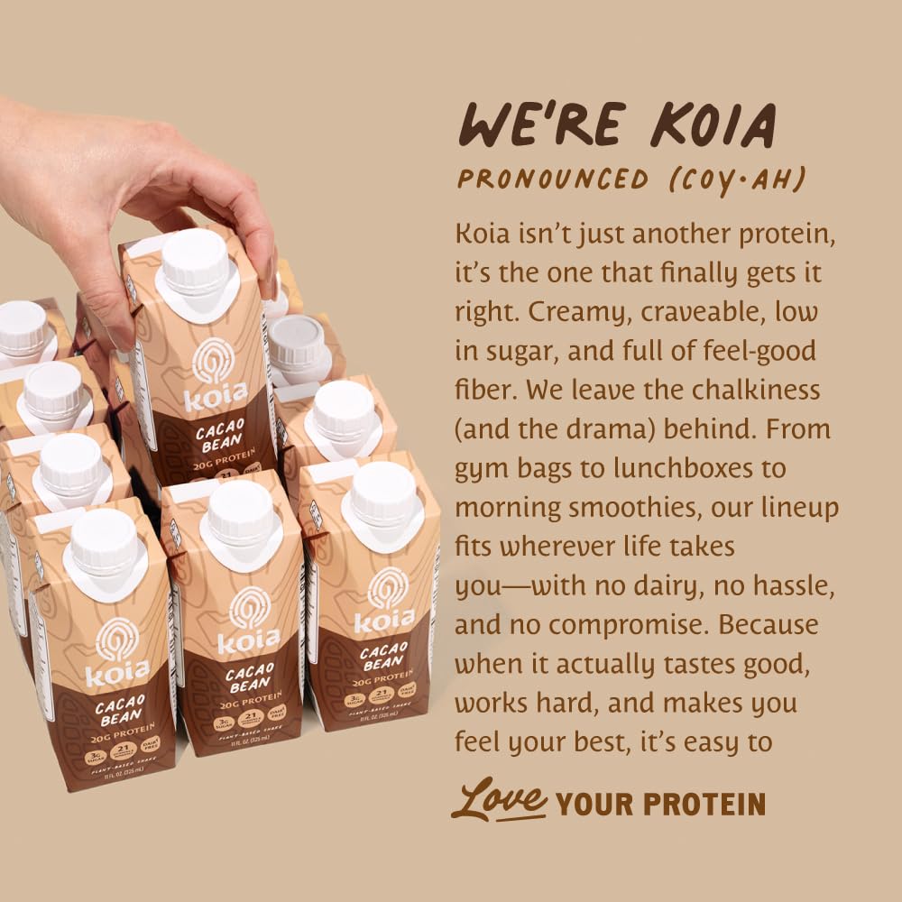 Koia 11 oz bottle with 12-pack ready for daily protein.