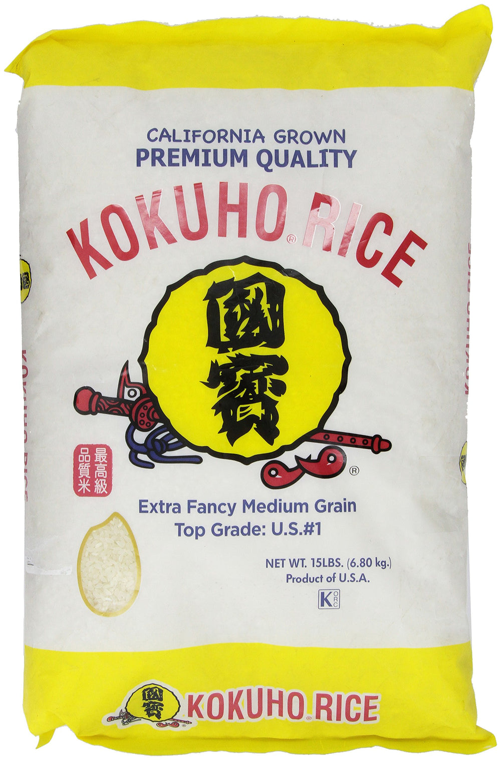 Kokuho Calrose Rice Nomura Yellow bag for everyday pantry storage and easy cooking.