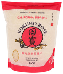 Kokuho Rose Rice 10 lb bag front view for versatile cooking.