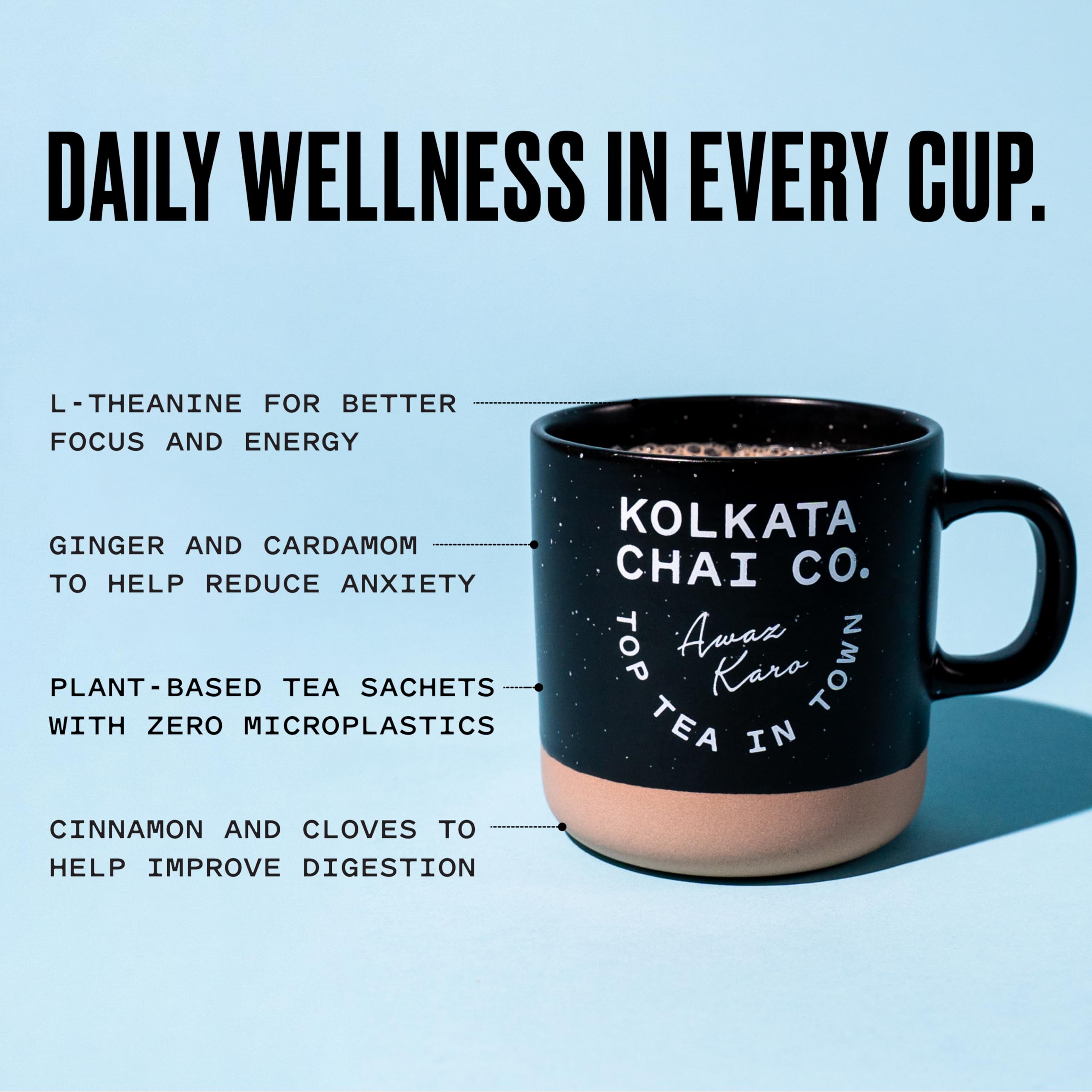 Kolkata Chai Co easy steep: three-to-four minutes for a quick cup