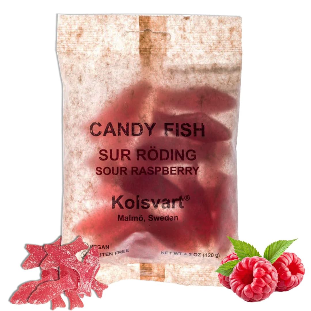Kolsvart Roding sour raspberry gummy pack, vegan and gluten-free.
