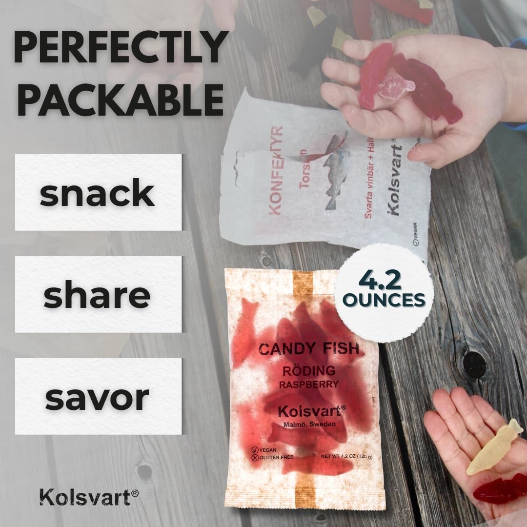 Kolsvart vegan gluten-free candy provides a mindful snacking option.