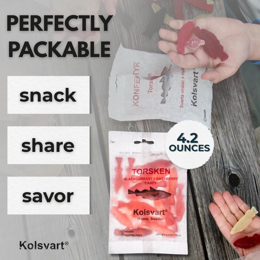 Kolsvart vegan gluten-free label on packaging signals inclusive treats