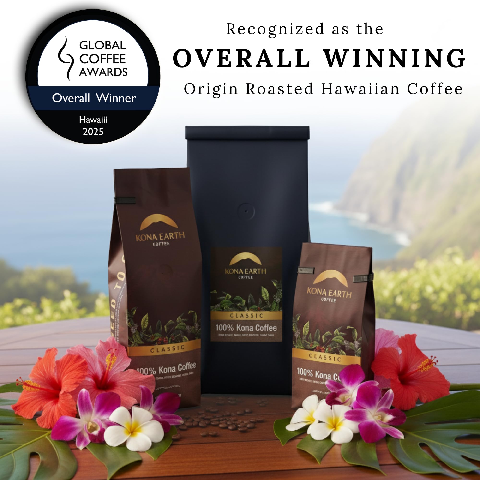 Kona Earth small-batch roast preserves depth and vibrant aroma in every bag.