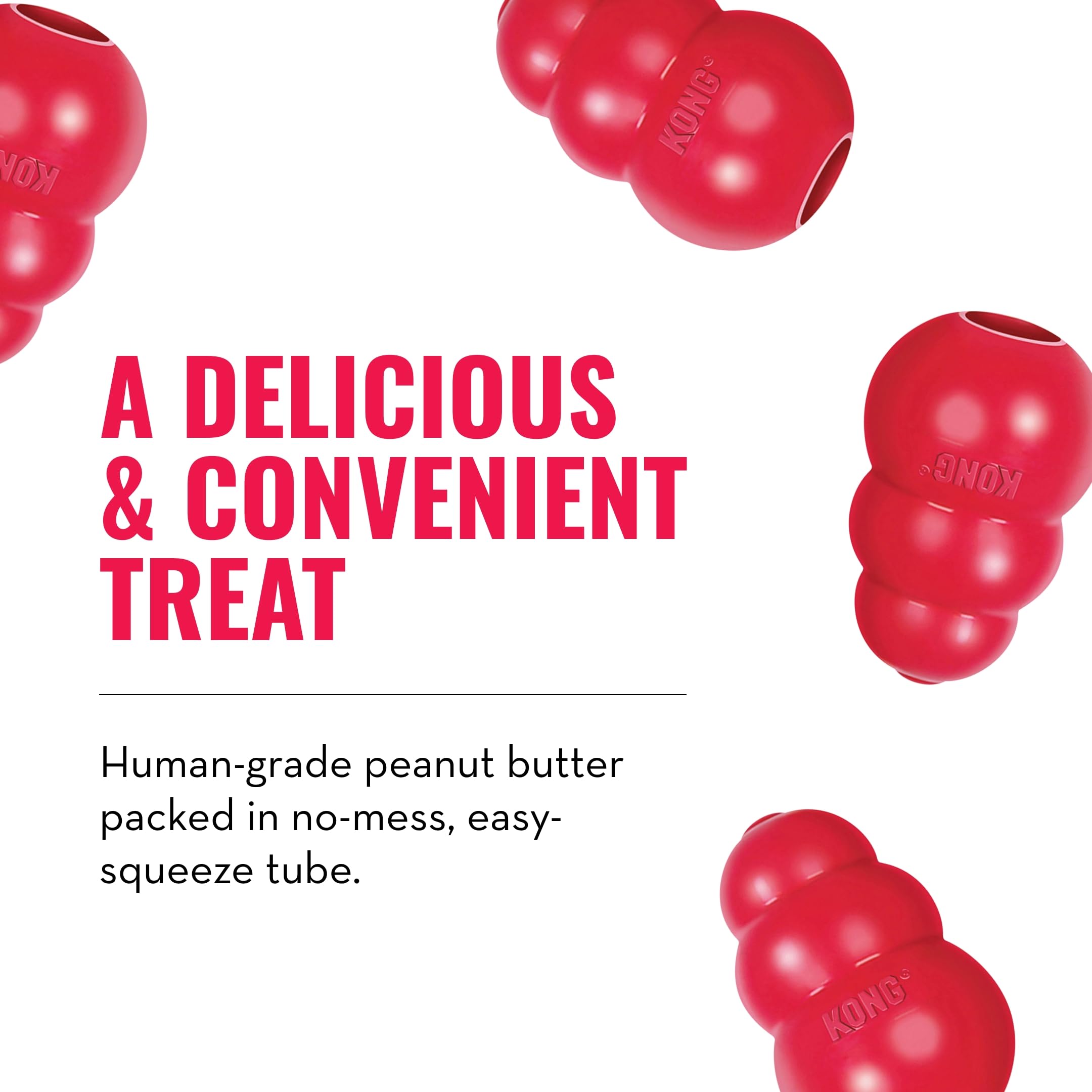 KONG Stuff’N peanut butter pouch top view, convenient for mess-free on-the-go treats.