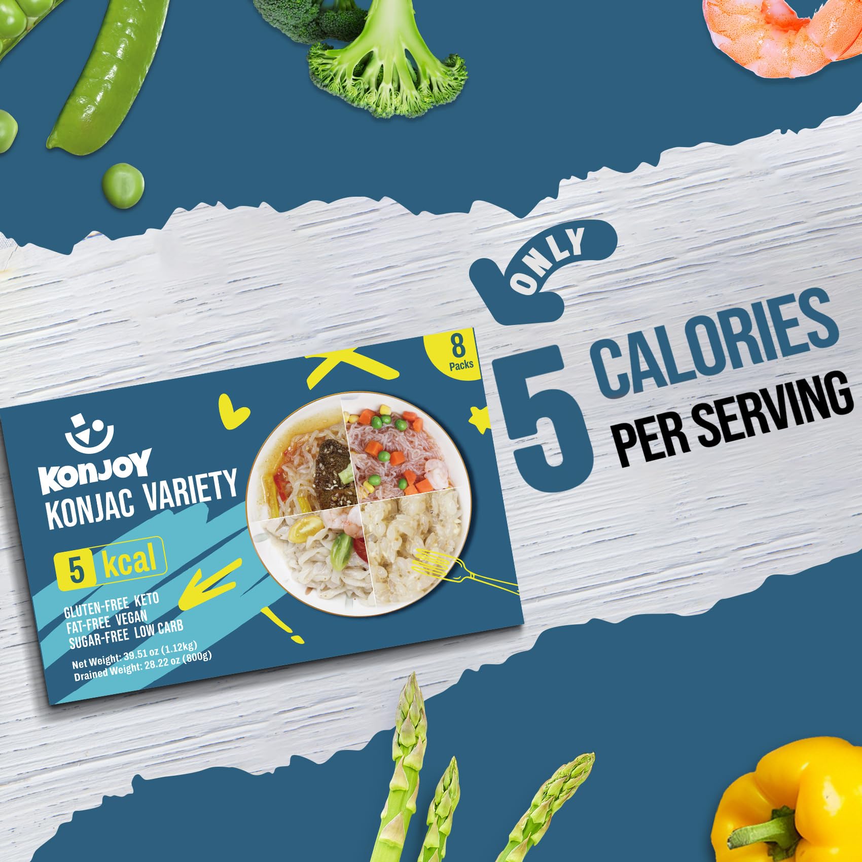 KONJOY Konjac angel hair pack suited for light pastas and soups.