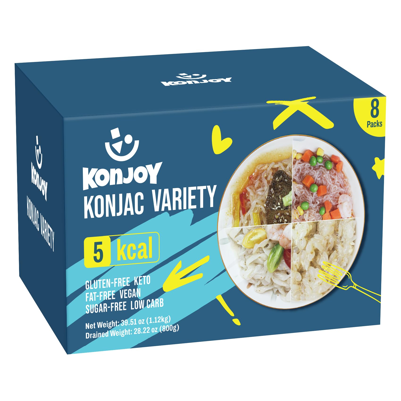 KONJOY Konjac spaghetti pack offers a low-calorie, gluten-free pasta option for meals.
