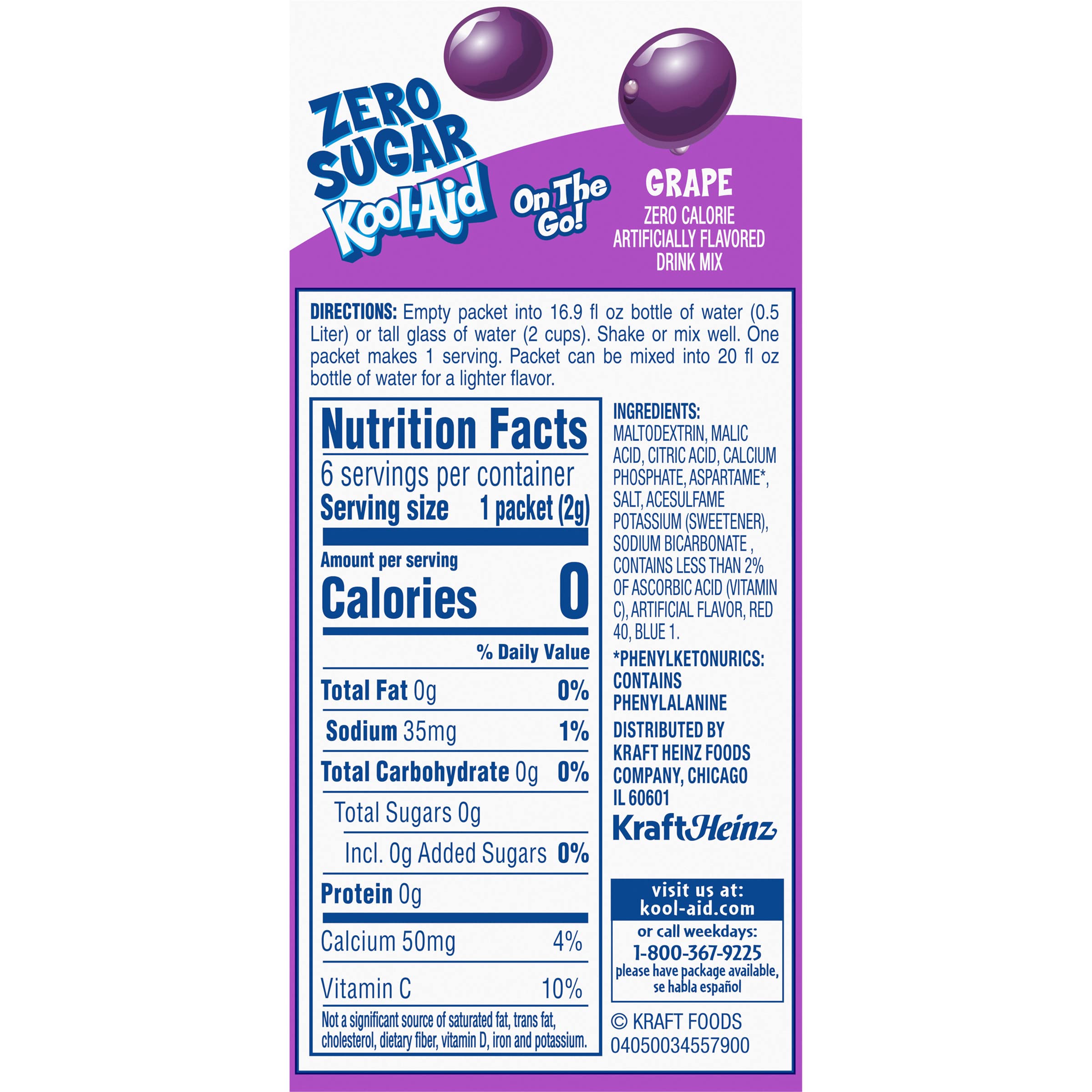Bright Kool-Aid grape flavor highlights zero sugar and vitamin C