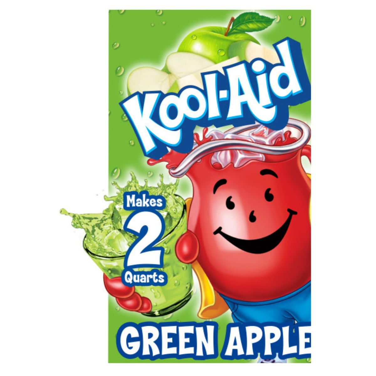 Kool-Aid Green Apple powder packet front for quick hydration on the go