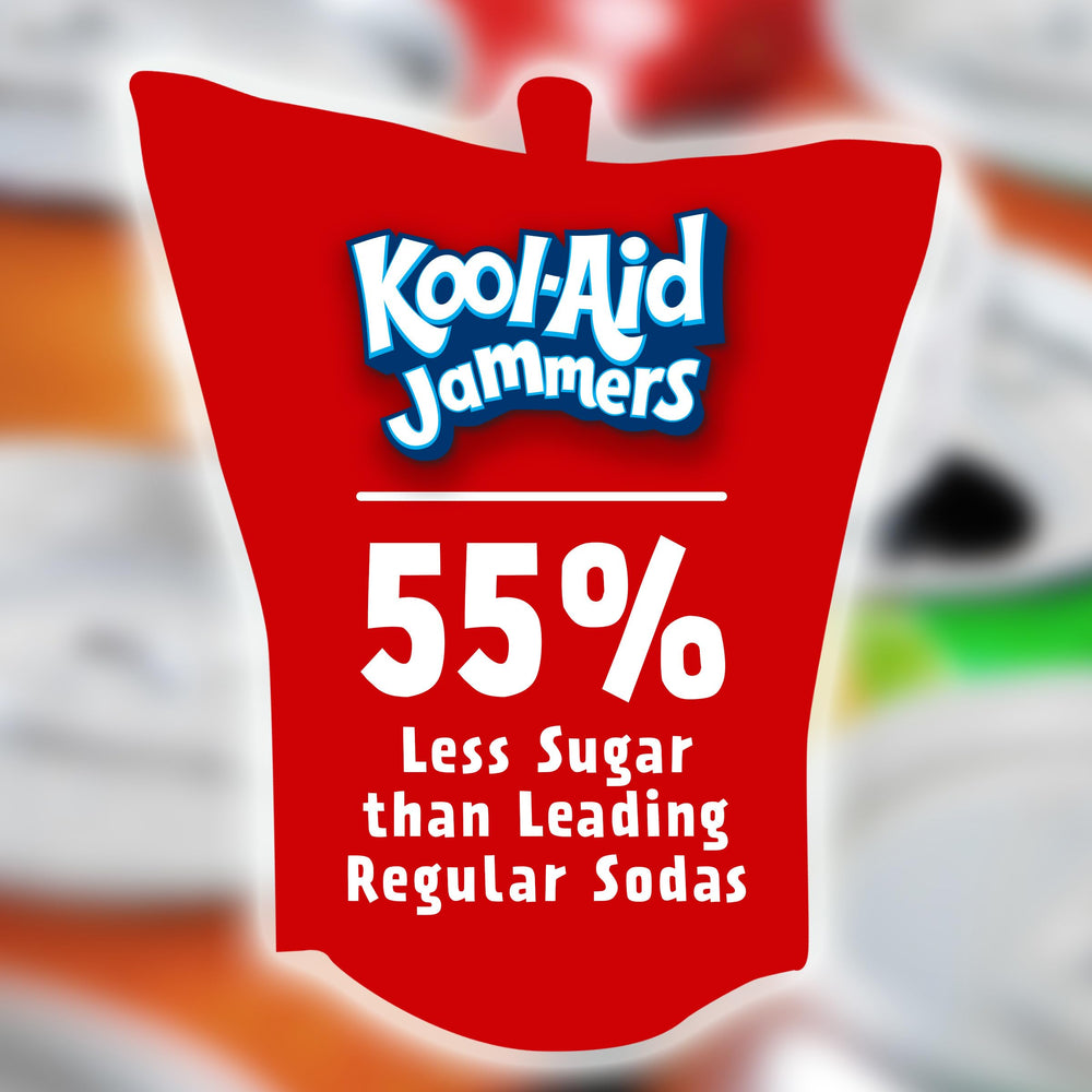 Kool-Aid Jammers Cherry pouches, vibrant flavor for snack breaks.