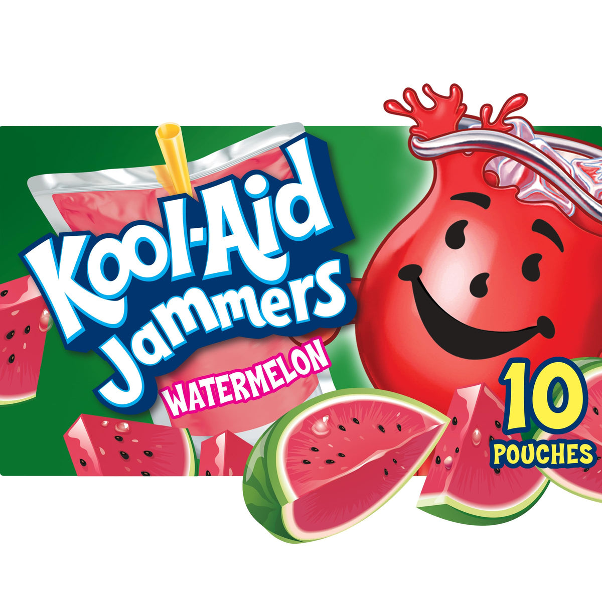 Kool-Aid Jammers watermelon pouch showing refreshing watermelon flavor on the go