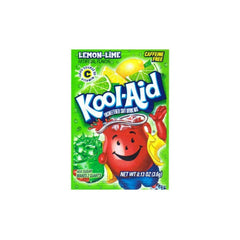 Kool-Aid Lemon Lime Drink Mix envelopes for quick, refreshing beverages.