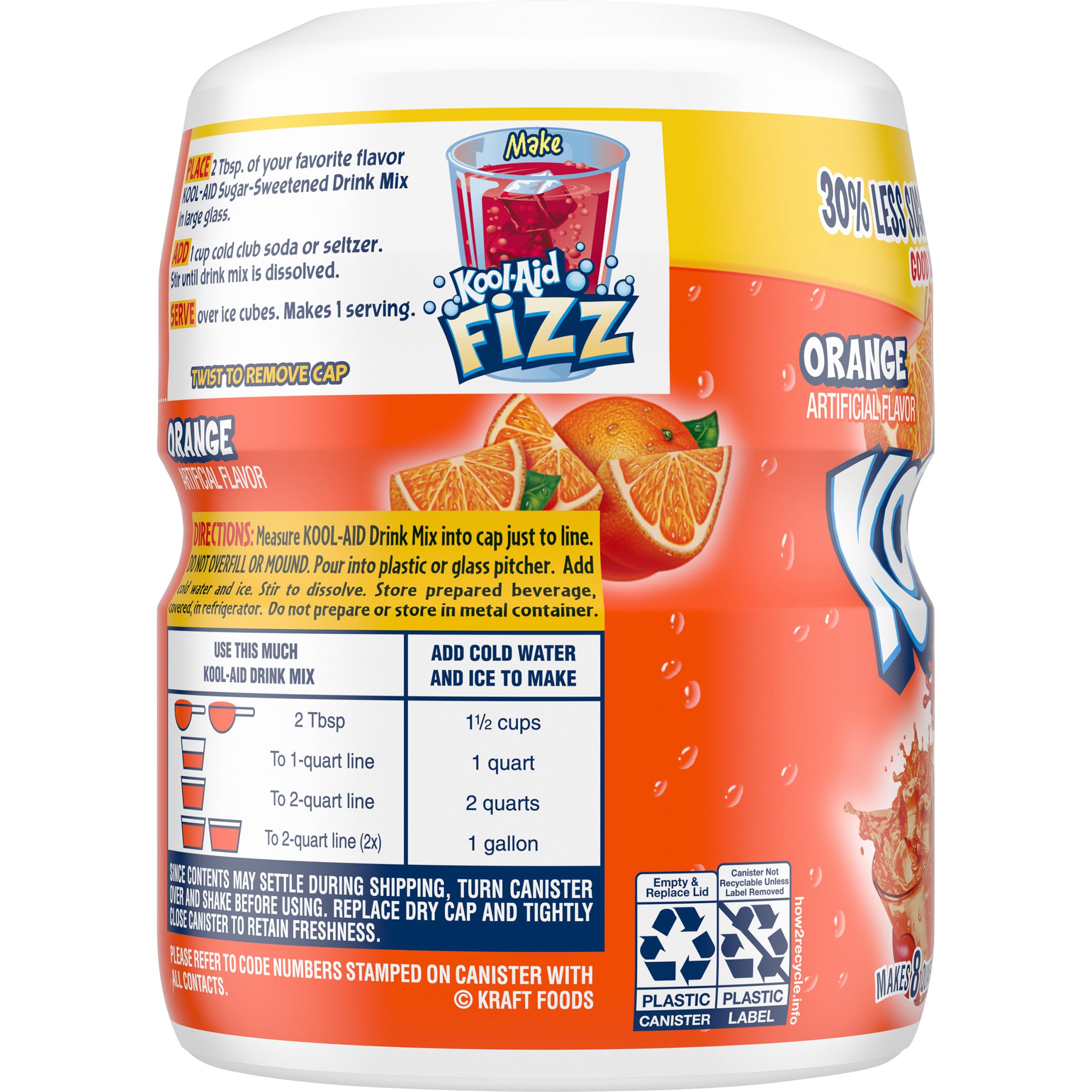 Kool-Aid Orange Drink Mix pantry storage in a resealable jar.