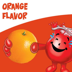 Kool-Aid Orange drink mix ready to pour into a glass.