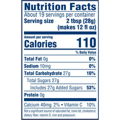 Kool-Aid Orange Drink Mix jar label showing vitamin C content and flavor.