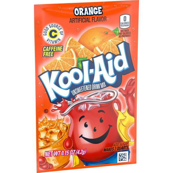 Kool-Aid Orange quick-prep drink mix for busy mornings.