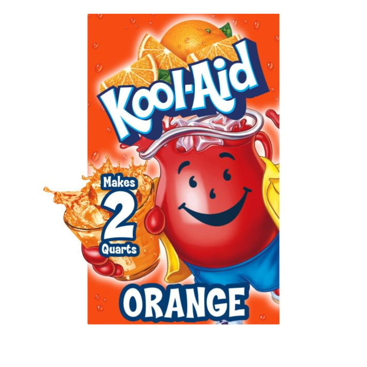 Kool-Aid Orange unsweetened packet for quick citrus flavor in water.