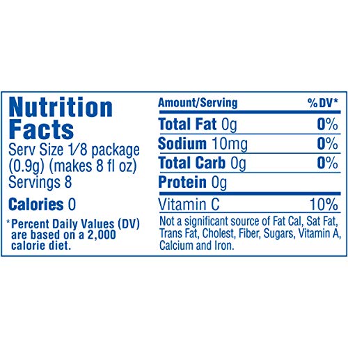 Kool-Aid Pink Lemonade nutrition label highlighting vitamin C and caffeine-free