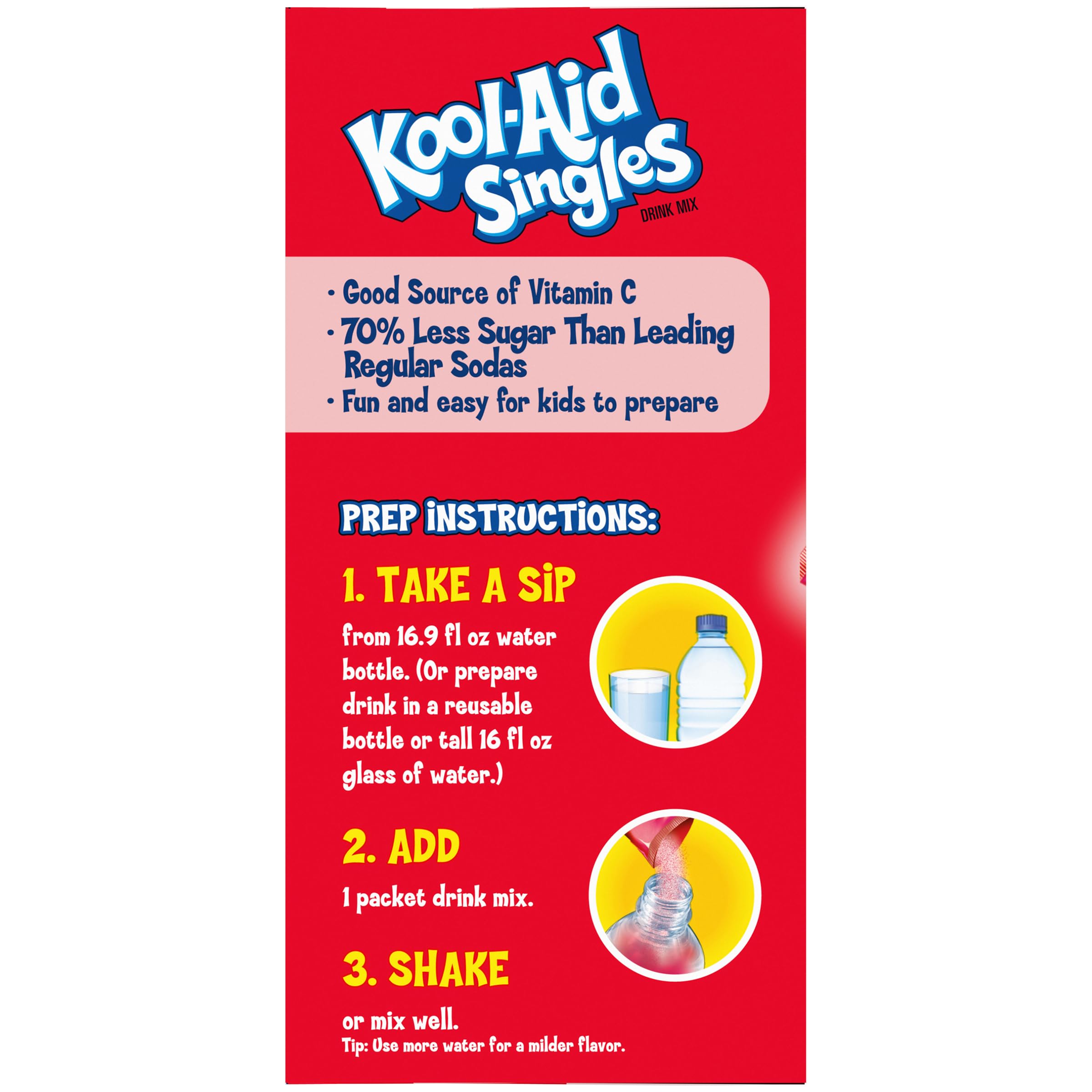 Kool-Aid Cherry packet dissolves in water to create fruity beverage