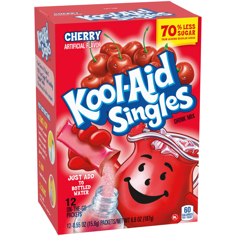Kool-Aid Cherry liquid splash highlighting refreshing taste