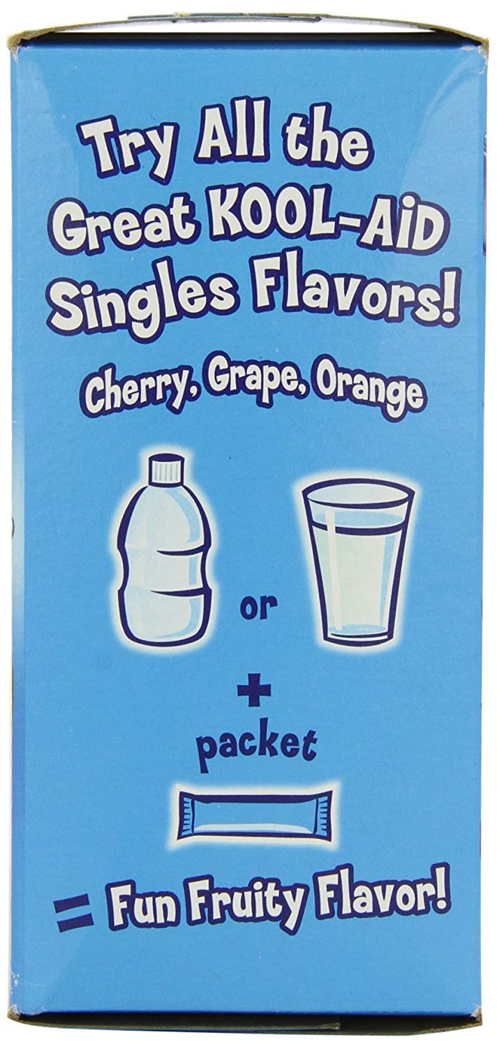 Kool-Aid Singles Tropical Punch packaging shows six convenient flavor packs.