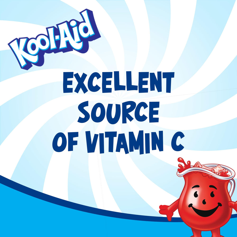 Kool-Aid Tropical Punch poured into a glass over ice.