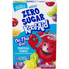 Kool-Aid Zero Sugar Tropical Punch on-the-go packets ready to mix with water for a refreshing boost anytime