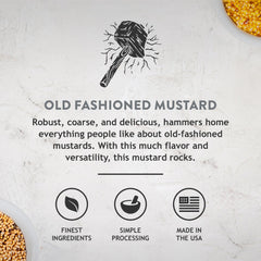 Burger dotted with Koops' coarse mustard for extra bite