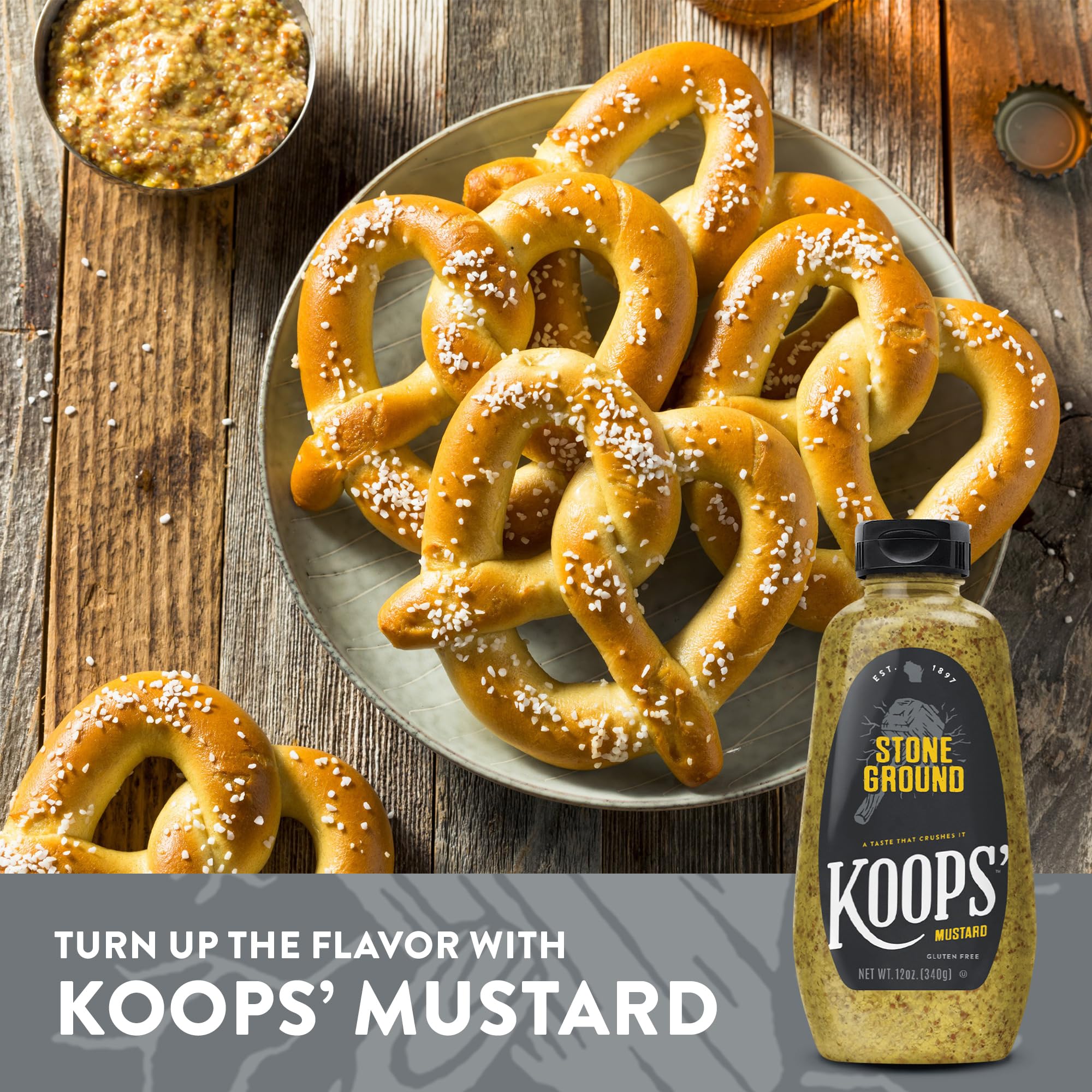 Hot dog with Koops' stone ground mustard topping
