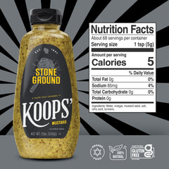 Close-up of Koops' mustard texture for a bold spread