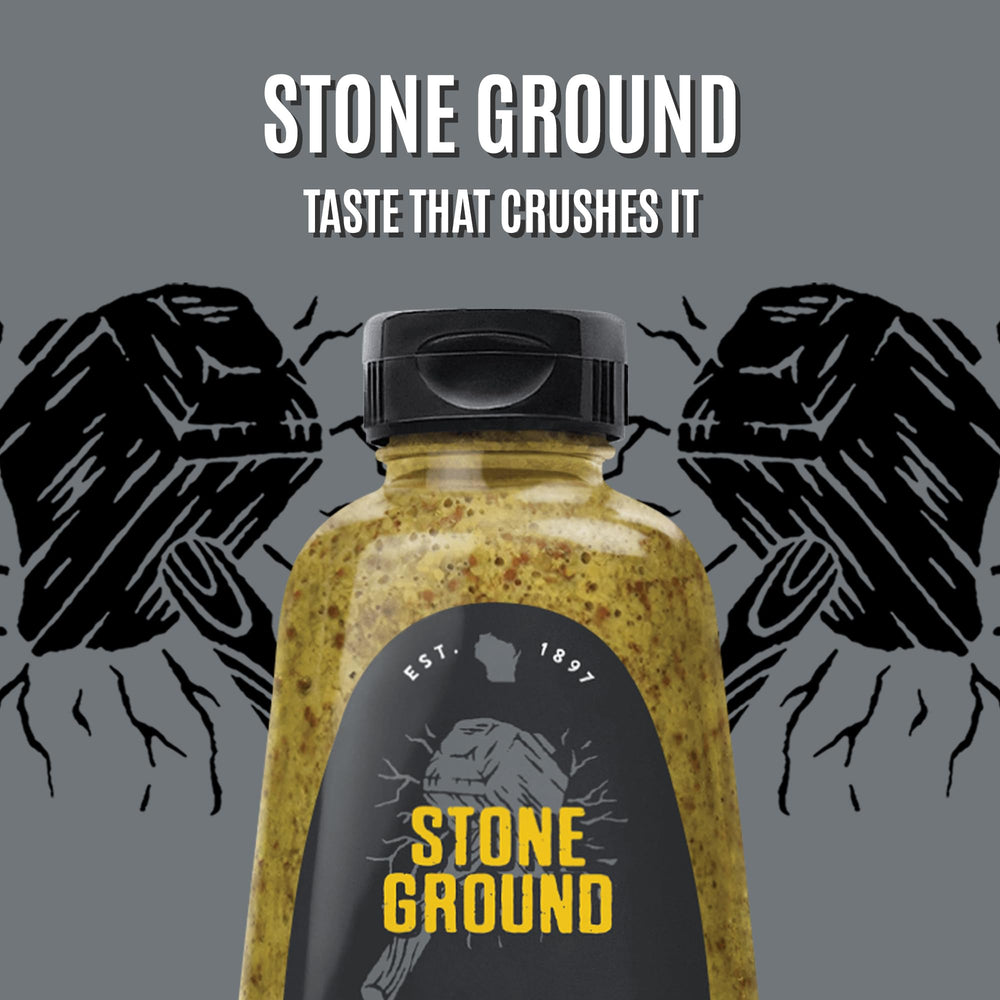 Sandwich topped with Koops' Organic Stone Ground Mustard