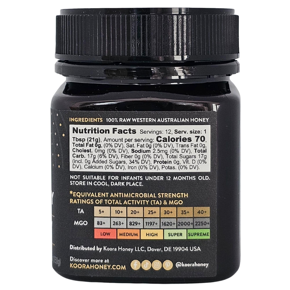 KOORA Jarrah Honey TA 35+ spoon emphasizes convenient daily dosage.