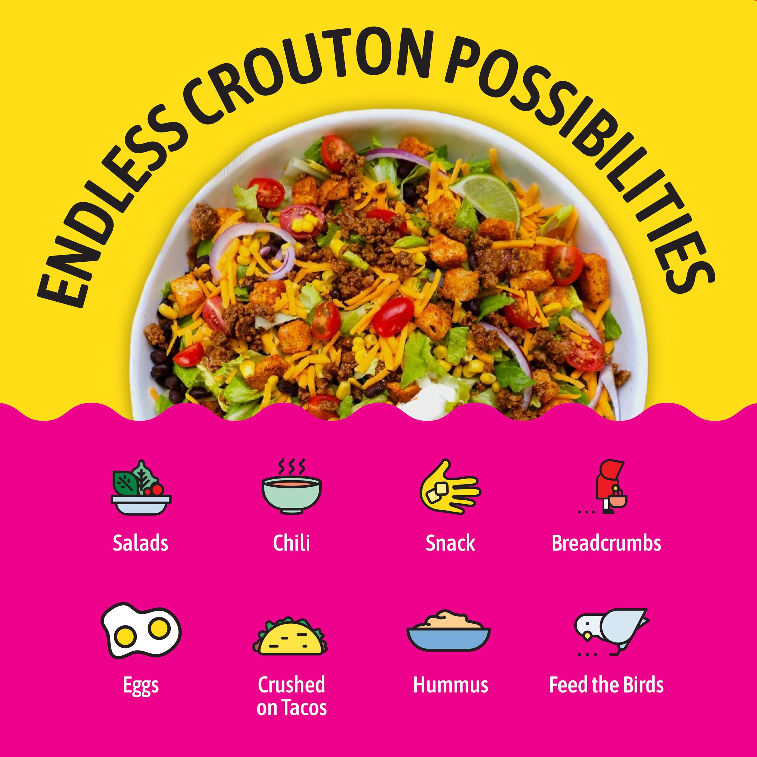 Kooshy Croutons Poco Picante on a snack plate for a savory treat.