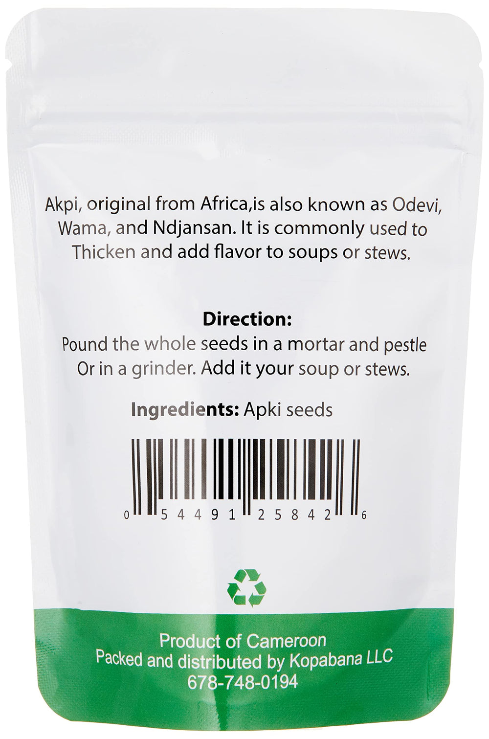 KOPABANA Akpi seeds packfront showing authentic sourcing
